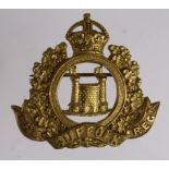 Suffolk Regiment Officers Cap badge KC Gilt, T.A., 4th Bn