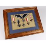 Imperial German high quality reproduction group of medals, framed. (6)