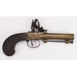 Pistol, a good, attractive Flintlock, boxlock pocket pistol, brass frame + octagonal barrel,