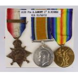 1914 Star Trio with original Aug-Nov clasp to 2135 Pte A Lamont R.Highlanders. Clasp confirmed on