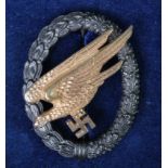 German Luftwaffe Parachutists badge, Osang, Dresden maker marked, in fitted case
