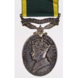 Efficiency Medal GVI with Territorial clasp (922469 Sjt N Rowan RA). Served with 4th Survey Regt.