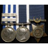 Egypt Medal dated 1882 with bars Alexandria 11th July, and Suakin 1884 (A. Crown. ORD. HMS Hecla),