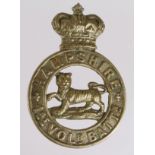 Badge: 1st Volunteer Battalion Hampshire Regiment 1883 to 1898 QVC Cap Badge in white metal in