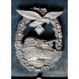 German Luftwaffe Panzer Assault badge, in fitted embossed case