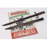 Japanese WW2 type 30 Arisaka bayonet with scabbard. With original showcard 'Kohima' One of the