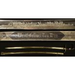 Imperial German officers sword with single ring scabbard. Blade with attractive etched scene for '2.