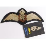 RAF a pair of padded Kings Crown Pilots wings, service worn, plus a Goldfish club badge, printed