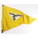 German Nazi Luftwaffe yellow Pennant 45x65cm