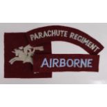 Cloth Badges: Airborne group of WW2 badges, Parachute Regiment shoulder title - 1st & 6th Airborne