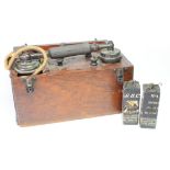 WW1 scarce field telephone set in its original wooden storage box all complete. Comes with letter