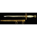 German Nazi Naval Dagger with scabbard. Blade maker marled 'Original Eickhorn Solingen'.