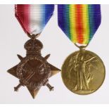 1915 Star and Victory Medal to 1792 Pte A J Bland 6-London Regt. Killed In Action 8/5/1915. Born