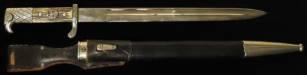 German Nazi Police Parade bayonet, high officer version with oakleaf crossguard, bone handle,