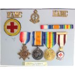 1915 Star trio to 67063 Pte J Warbrooke RAMC. With various badges. Copy service papers.