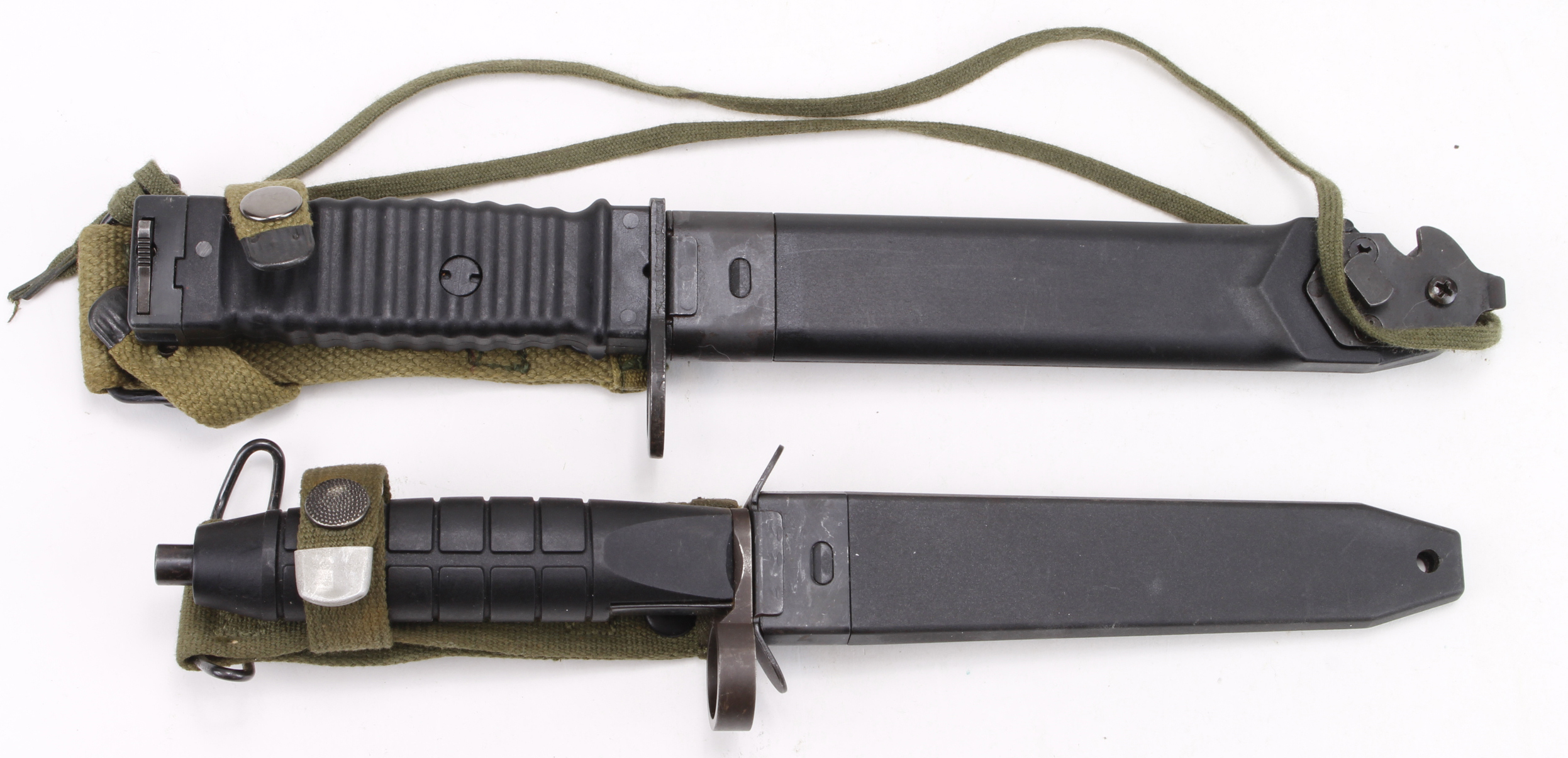 Bayonets, modern, for Sub Machine Guns / Semi - Auto Military Rifles. 1) German H&K G3, and 2)