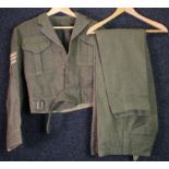 WW2 Canadian made battle dress blouse dated May 1945 with RASC titles, dive patches and Sgt