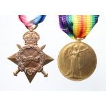 1915 Star and Victory medals to 63848 Pnr H F Perry RE comes with medal bar and boxes of issue.