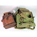 WW2 military equipment including back packs, belts, map case, field telephone etc large box full. (
