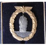 German Minesweepers badge maker RK in fitted embossed case