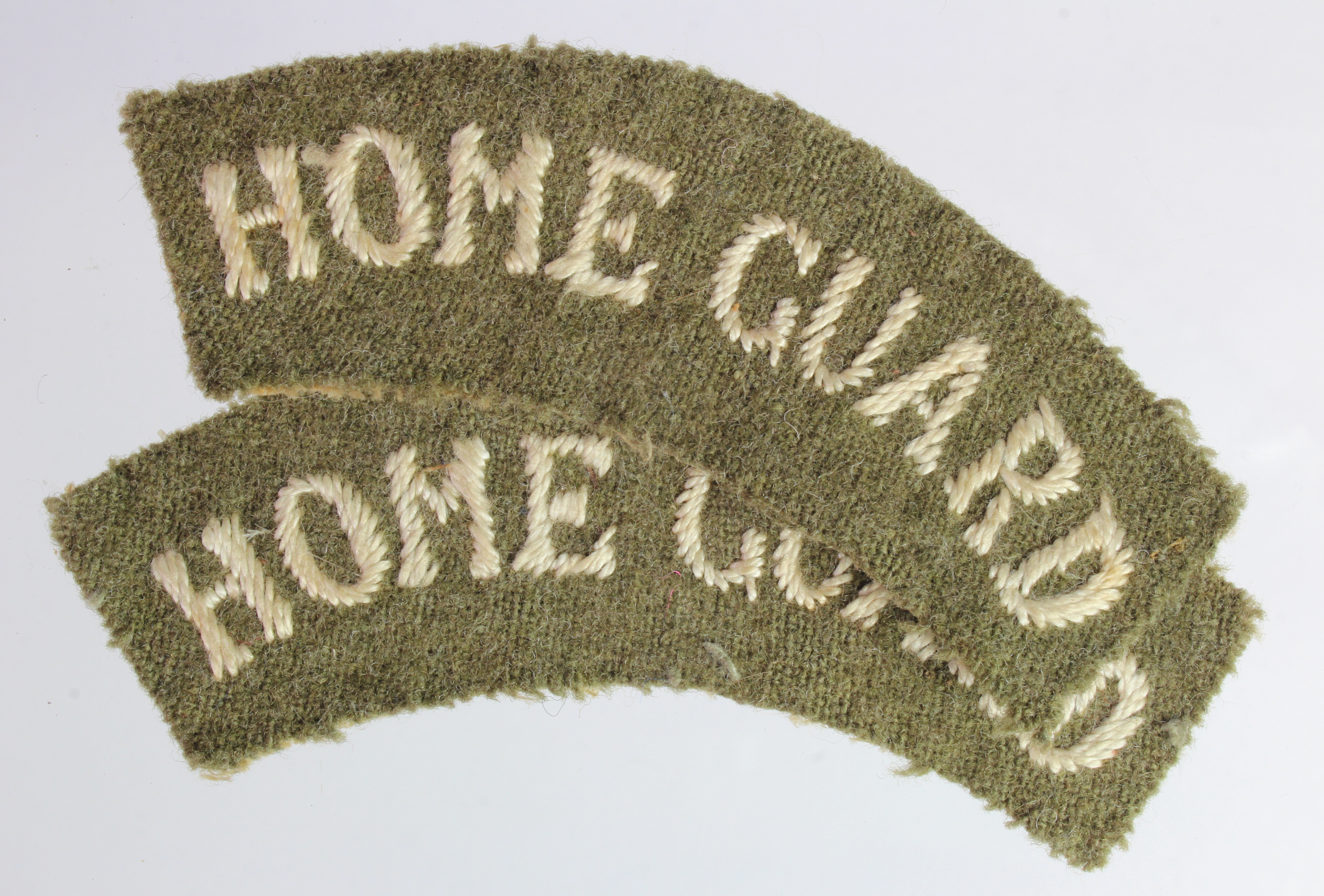 Home Guard scarce pair of embroidered cloth titles.