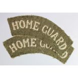 Home Guard scarce pair of embroidered cloth titles.
