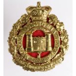 Suffolk Regiment Officers Foreign Service Helmet Badge, QVC, brass