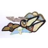 RNAS WW2 pilots wings with two RAF air crew half wings two para wings and USAF aircrew metal set