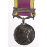 Second China War Medal with Taku Forts 1860 clasp, named 'Gunr Geo King, No3 B. 13th Bde R.Art'.