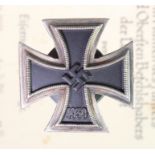 German WW2 Iron Cross Ist class, scarce screw back example with award document to GFR Justin