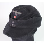 German Panzer forage cap, a very clean example, silk lined, faded size stamp, moth free