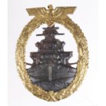 German Kriegsmarine High Seas Fleet war badge, maker marked