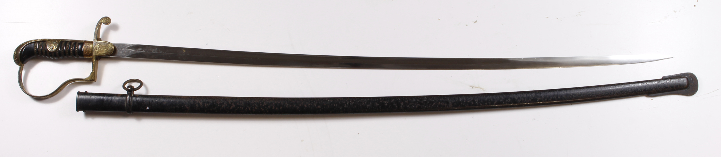 German Nazi Army Officers Sword, slim single edged fullered blade 31.5". Blade maker marked 'A.W.