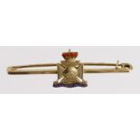 Sweetheart pin badge - The Wiltshire Regiment. Stamped 9ct (Gold) JG&S to reverse. (4.1 gms)
