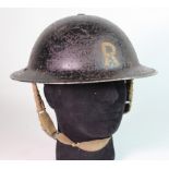 WW2 Home Front helmet R (rescue)stencilled inside Albert Dolphin Hospital.