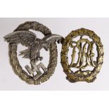 German Nazi Luftwaffe Pilots Badge, and Sports Badge. (2)