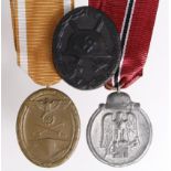 German Nazi West Walls Medal, Russian Front Medal and Black Wounds Badge. (3)