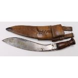Kukri - very scarce original WW1 piece of impressive size, broad heavy blade 14", ricasso stamped "