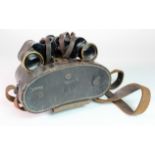 German WW2 pair of bush army binoculars in their waffen marked black leather case.