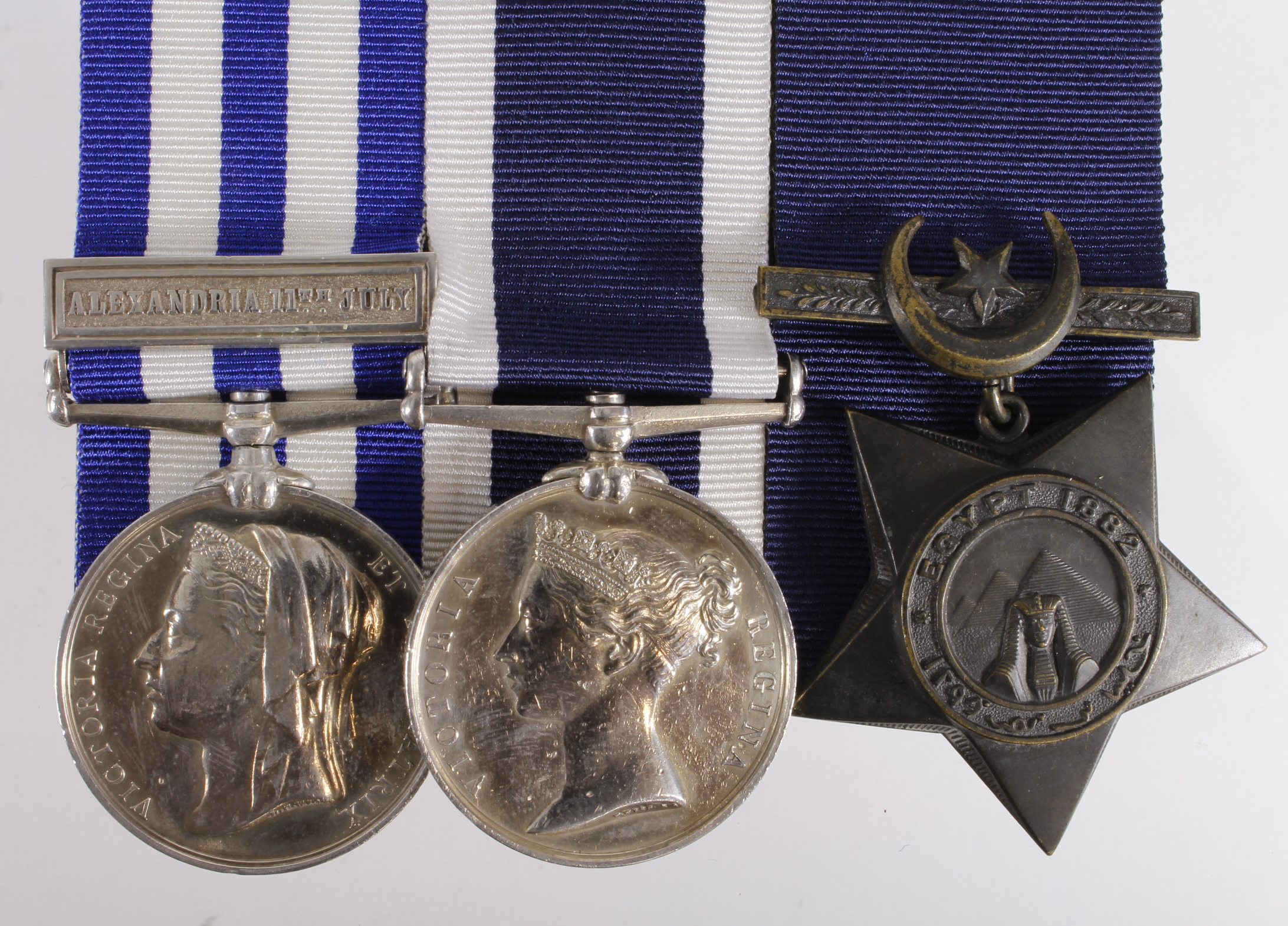Egypt Medal dated 1882 with Alexandria 11th July clasp (F A Burrow. SIGn 2nd CL HMS Invincible),