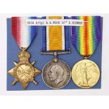 1915 Star Trio to 5634 Pte A A Wood R.Highlanders. Served with 10th Bn. (3)