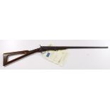 Belgian .410 Cal single barrel shotgun SN:16336. Barrel 23", sporting stock, side leaver.