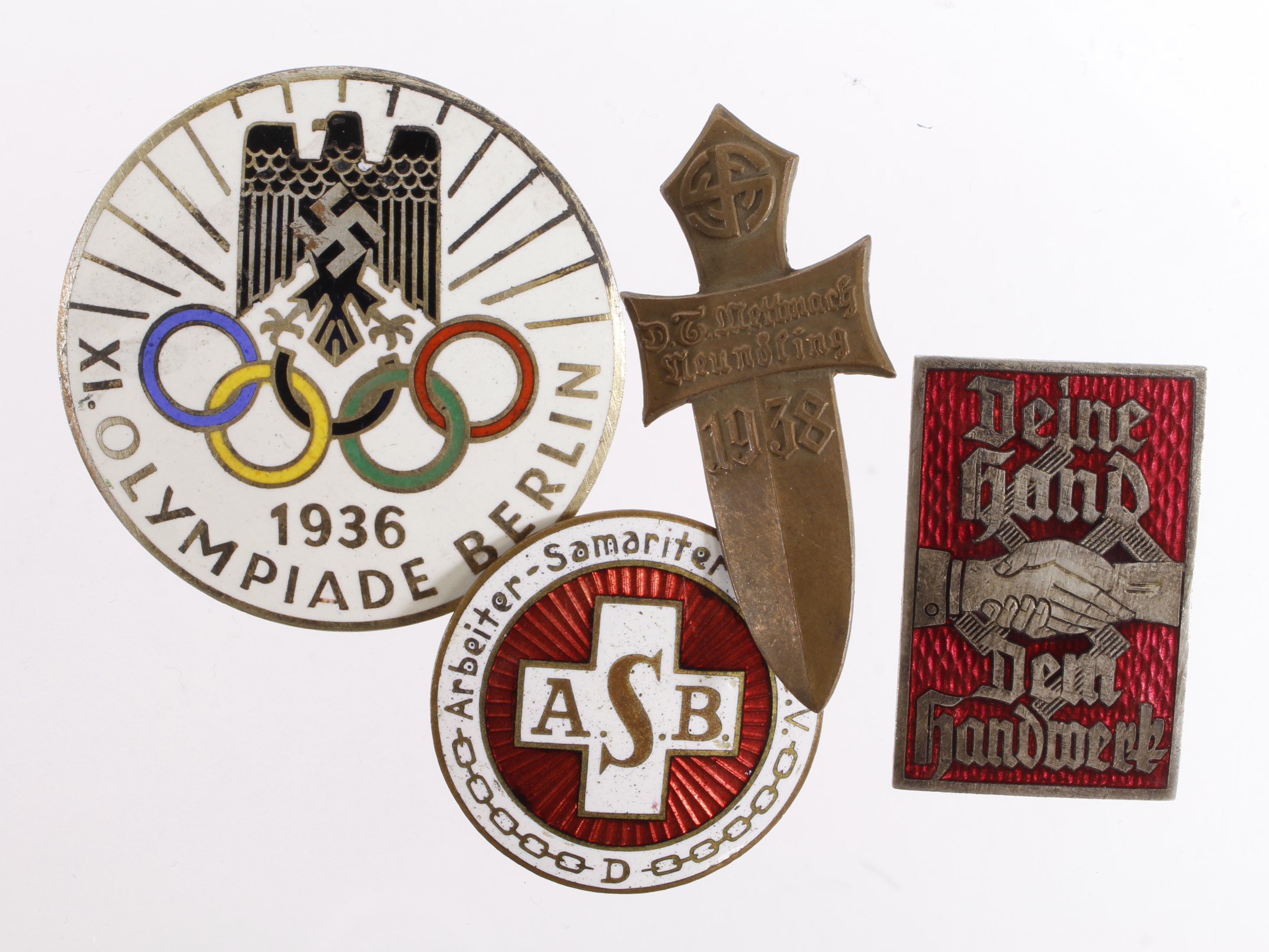 German Nazi various badges inc 1936 Olympics. (4)