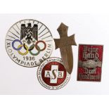 German Nazi various badges inc 1936 Olympics. (4)