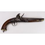 Early 19th Century Belgian Sea Service, Flintlock Pistol, swan neck cock. Belgian proof to barrel.