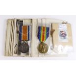 BWM & Victory Medal to 2051 Cpl E J Hall 17-London Regt. With a good selection WW1 silk postcards