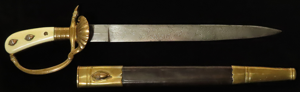 German Hunting Association Cutlass, issue stamp Nr 7 in shield to blade, bone grips. Nice engraved