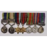 Miniature medal group mounted as worn - IGS GV with NWF 1908 clasp, IGS GVI with NWF 1936-37
