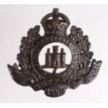 Suffolk Regiment Officers Cap badge KC bronze, 3 Tower, 1st VB, post 1906