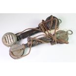 WW1? field telephone receiver hand sets, two of.